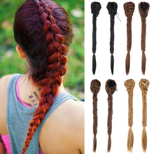 Load image into Gallery viewer, Long Straight Synthetic Hair Extension Fishbone Braided Fishtail Drawstring Ponytail Hair Blonde Wig for Women