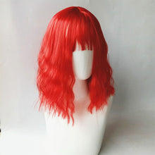Load image into Gallery viewer, Women's Medium Length Wig Water Ripple Curly Wig Wigs with Bangs Female Pink Wig Heat Resistant Synthetic Hair Lolita Hair