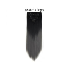 Load image into Gallery viewer, 7pcs/Set Long Straight Hair Extension Wig Gradient High Tempreture Synthetic Hairpiece Clip in Red Women Hair Extensions