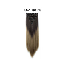 Load image into Gallery viewer, 7pcs/Set Long Straight Hair Extension Wig Gradient High Tempreture Synthetic Hairpiece Clip in Red Women Hair Extensions