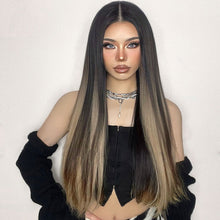 Load image into Gallery viewer, 7pcs/Set Long Straight Hair Extension Wig Gradient High Tempreture Synthetic Hairpiece Clip in Red Women Hair Extensions