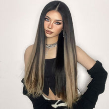 Load image into Gallery viewer, 7pcs/Set Long Straight Hair Extension Wig Gradient High Tempreture Synthetic Hairpiece Clip in Red Women Hair Extensions