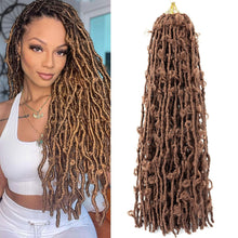 Load image into Gallery viewer, Butterfly Faux Crochet Goddess Braids Wig Looped Distressed Butterfly Soft Locs Crochet Dreadlocks Synthetic Hair Extension