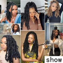 Load image into Gallery viewer, Butterfly Faux Crochet Goddess Braids Wig Looped Distressed Butterfly Soft Locs Crochet Dreadlocks Synthetic Hair Extension