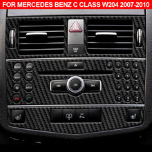 Load image into Gallery viewer, 3Pcs/Set Carbon Fiber Car Center Console Air Outlet Conditioner CD Panel Mid Air Vent Cover Trim For Mercedes Benz C class W204 2007-2010
