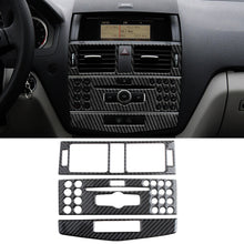 Load image into Gallery viewer, 3Pcs/Set Carbon Fiber Car Center Console Air Outlet Conditioner CD Panel Mid Air Vent Cover Trim For Mercedes Benz C class W204 2007-2010