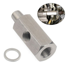 Load image into Gallery viewer, Stainless Steel Side Holes 1/8"NPT Female To 1/4NPT Female Male Oil Pressure Sensor Connector Feed Line Gauge Tee Adapter
