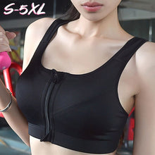 Load image into Gallery viewer, Front Zipper Sports Women's Bra Sexy Underwear Adjustable Strap S-5XL Running Gym Fitness Brassiere Shockproof Breathable without Underwire Bralette