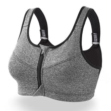 Load image into Gallery viewer, Front Zipper Sports Women's Bra Sexy Underwear Adjustable Strap S-5XL Running Gym Fitness Brassiere Shockproof Breathable without Underwire Bralette