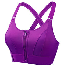 Load image into Gallery viewer, Women Sports Bras Underwear S-5XL Tights Crop Top Yoga Vest Front Zipper Plus Size Adjustable Strap Shockproof Gym Fitness Athletic Brassiere