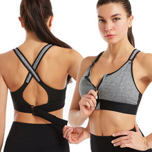 Load image into Gallery viewer, Women Sports Bras Underwear S-5XL Tights Crop Top Yoga Vest Front Zipper Plus Size Adjustable Strap Shockproof Gym Fitness Athletic Brassiere