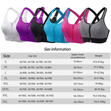 Load image into Gallery viewer, Women Sports Bras Underwear S-5XL Tights Crop Top Yoga Vest Front Zipper Plus Size Adjustable Strap Shockproof Gym Fitness Athletic Brassiere