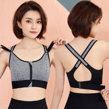Load image into Gallery viewer, Women Sports Bras Underwear S-5XL Tights Crop Top Yoga Vest Front Zipper Plus Size Adjustable Strap Shockproof Gym Fitness Athletic Brassiere