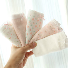 Load image into Gallery viewer, French Floral Underwear Jacquard Pure Cotton Lingerie Sweet Medium Waist Panties Briefs for Women Lady Cute Triangular Pants Girls Student