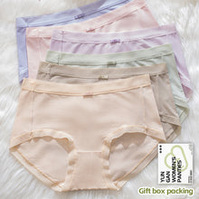 Load image into Gallery viewer, 3pcs Gift Box Packing Middle Waist Modal Women Underwear Breathable Mulberry Silk Panties Bacteriostatic briefs For Ladies Comfortable Female underpants Innerwear
