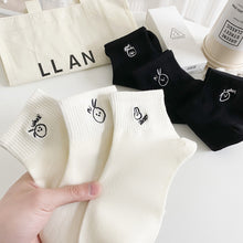 Load image into Gallery viewer, New Style Black & White Design Girls Cute Socks Women Cartoon Fashion Harajuku Short Breathable Sweat Absorption Soft Sock