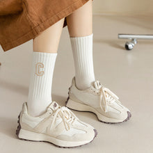 Load image into Gallery viewer, Women's Mid-height Long Tube Warm Cotton Thick Socks Embroidery Letter C Ladies Sports Socks Autumn Winter Korean Fashion Solid Color Harajuku Comfortable Home Sock