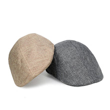 Load image into Gallery viewer, Men British Cotton Linen Beret Entleman Duckbill Breathable Caps Linen Hat Boy Linen Outdoor Street Hats Leisure Sports Sun Caps