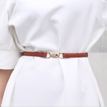 Load image into Gallery viewer, PU Leather Thin Belt Women's Fashion Casual Accessories Luxury Design Girdle Korean Corset Adjustable Metal Buckle Waist Decoration For Female
