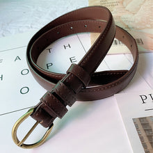 Load image into Gallery viewer, Women's Belt Fashionable Round Buckle Belt With Jeans Cargo Pants Skirt Thin Belt Soft Pu Belt Korea Soft Thin Black Brown Belt