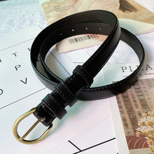 Load image into Gallery viewer, Women's Belt Fashionable Round Buckle Belt With Jeans Cargo Pants Skirt Thin Belt Soft Pu Belt Korea Soft Thin Black Brown Belt
