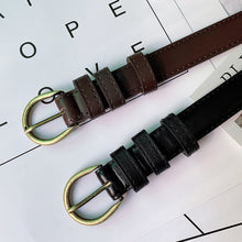 Load image into Gallery viewer, Women's Belt Fashionable Round Buckle Belt With Jeans Cargo Pants Skirt Thin Belt Soft Pu Belt Korea Soft Thin Black Brown Belt