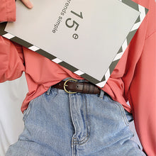 Load image into Gallery viewer, Women's Belt Fashionable Round Buckle Belt With Jeans Cargo Pants Skirt Thin Belt Soft Pu Belt Korea Soft Thin Black Brown Belt