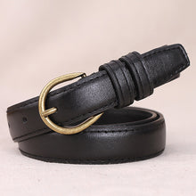 Load image into Gallery viewer, Women's Belt Fashionable Round Buckle Belt With Jeans Cargo Pants Skirt Thin Belt Soft Pu Belt Korea Soft Thin Black Brown Belt