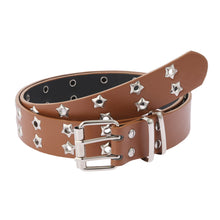 Load image into Gallery viewer, Star Eye Rivet Women's Belt Double Row Needle Buckle Fashion Men's Belt PU Leather Belt Hip Hop Punk Rock Style Jeans Belt