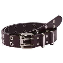 Load image into Gallery viewer, Star Eye Rivet Women's Belt Double Row Needle Buckle Fashion Men's Belt PU Leather Belt Hip Hop Punk Rock Style Jeans Belt