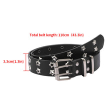 Load image into Gallery viewer, Star Eye Rivet Women's Belt Double Row Needle Buckle Fashion Men's Belt PU Leather Belt Hip Hop Punk Rock Style Jeans Belt