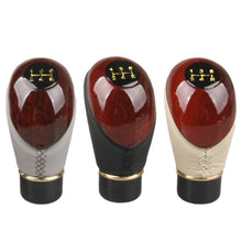 Load image into Gallery viewer, Universal Car 5 Speed Lever Shift Knob Wooden PU Leather Truck Manual Gear Stick Knob Shift Accessories