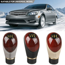 Load image into Gallery viewer, Universal Car 5 Speed Lever Shift Knob Wooden PU Leather Truck Manual Gear Stick Knob Shift Accessories