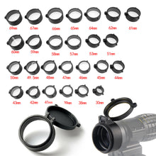 Load image into Gallery viewer, 30mm-69mm Transparent Airsoft Hunting Rifle Scope Lens Cover Flip Up Quick Spring Protection Cap Objective Lense Lid