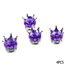 Load image into Gallery viewer, 4Pcs Car Crown Tire Valve Stem Caps with Bling Crystal Rhinestone Chrome Crown Vehicle Tire Caps Covers Accesorios