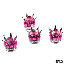 Load image into Gallery viewer, 4Pcs Car Crown Tire Valve Stem Caps with Bling Crystal Rhinestone Chrome Crown Vehicle Tire Caps Covers Accesorios