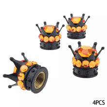 Load image into Gallery viewer, 4Pcs Car Crown Tire Valve Stem Caps with Bling Crystal Rhinestone Chrome Crown Vehicle Tire Caps Covers Accesorios