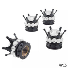 Load image into Gallery viewer, 4Pcs Car Crown Tire Valve Stem Caps with Bling Crystal Rhinestone Chrome Crown Vehicle Tire Caps Covers Accesorios