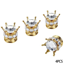Load image into Gallery viewer, 4Pcs Car Crown Tire Valve Stem Caps with Bling Crystal Rhinestone Chrome Crown Vehicle Tire Caps Covers Accesorios