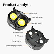 Load image into Gallery viewer, 1PC Outdoor Multi-Function Owl LED Strong Light Induction Light Portable Removable Camping Fishing Headlight COB Warning Lamp