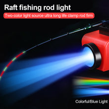 Load image into Gallery viewer, 1PC Raft Fishing Rod Light Night Fishing Special Blue Light Seven Color Cap Clamp Light USB Charging Fishing Gear Accessories