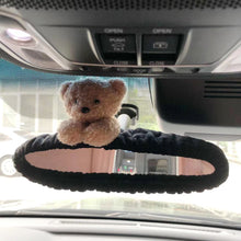 Load image into Gallery viewer, Cute Car Interior Rearview Mirror Cover Plush Rabbit Heart Decoration Auto Rear View Mirror Case Accessories