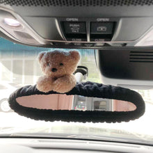 Load image into Gallery viewer, Cute Car Interior Rearview Mirror Cover Plush Rabbit Heart Decoration Auto Rear View Mirror Case Accessories