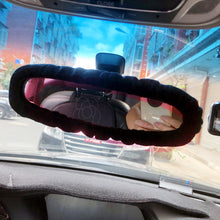Load image into Gallery viewer, Cute Car Interior Rearview Mirror Cover Plush Rabbit Heart Decoration Auto Rear View Mirror Case Accessories