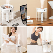 Load image into Gallery viewer, 2L Large Capacity Air Humidifier with LED Light USB Input Digital Humidity Display Humidifier Cool Mist Maker Dual Mist Outlet Humidifier for Home Office