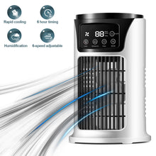 Load image into Gallery viewer, Mini Air Conditioner Timing Air Cooler Fan with Light USB Air Cooling Fan Office Desktop Fan Moisturizing Fan
