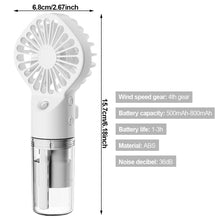 Load image into Gallery viewer, USB Rechargeable Mini Humifier Fan Portable Mist Cooler Fan Handheld Powerful Spray Fan Humidification Outdoor Office Fan