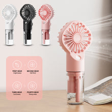 Load image into Gallery viewer, USB Rechargeable Mini Humifier Fan Portable Mist Cooler Fan Handheld Powerful Spray Fan Humidification Outdoor Office Fan