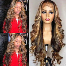 Load image into Gallery viewer, Mid Split Large Wave Front Lace Wig Hand Woven Front Lace Wig Headband Long Curly Hair Elegant Women False Hair Cover