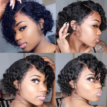 Load image into Gallery viewer, Front Lace Center Split Women's Curly Hair Wig Short Small Curly Hair Headband High Temperature Silk Wig Cover